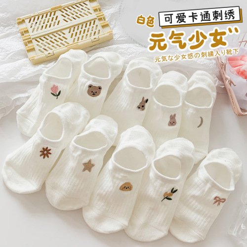 socks women‘s boat socks summer thin white tight pure cotton low cut socks 2024 new low top invisible socks