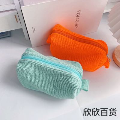 New Simple Cosmetic Bag Ins Portable Large Capacity Travel Bag Solid Color Cosmetics Storage Bag Wash Bag