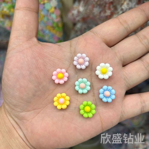 children headwear hair rope diy five-petal flower eight-petal dessert flower manicure dopamine color series 13mm ornament accessories
