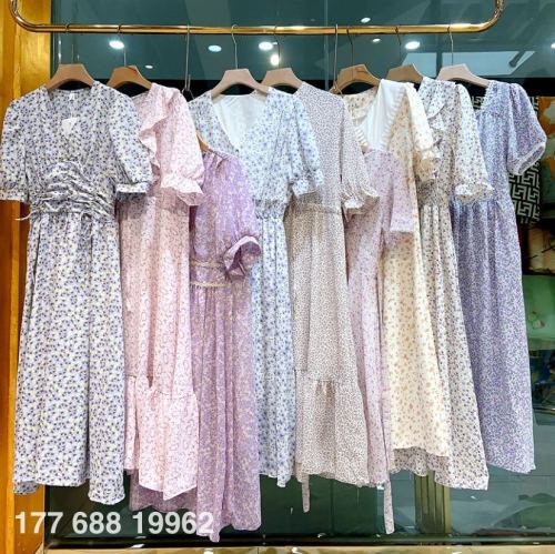 factory direct sales women‘s floral dress 2023 new sweet floral chiffon dress stall tail goods wholesale