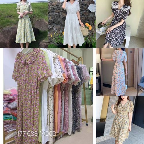 miscellaneous floral seaside artistic fresh thin floral dress summer japanese and korean foreign trade single skirt stall processing