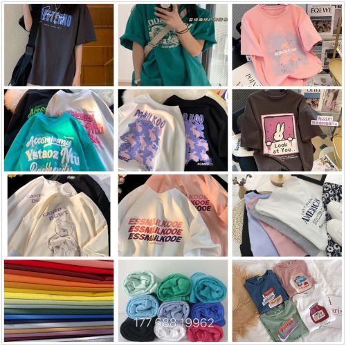 guangzhou stall wholesale women‘s bottoming shirt stall supply printing export a large number of spot short-sleeved t-shirt wholesale network