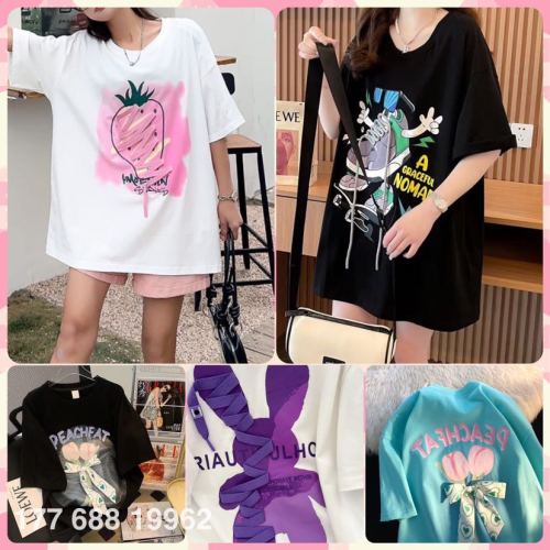 Large Size Creative Personalized Three-Dimensional Pattern Decoration Western Style Youthful-Looking Fashion Short Sleeve T-shirt Female Thigh-Length Loose T Fair