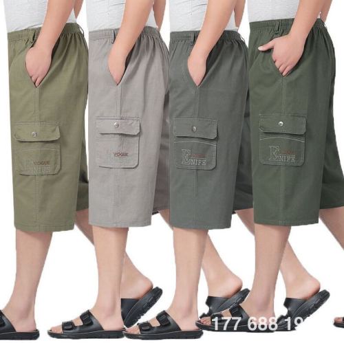 Summer Cotton Shorts Men‘s Clothing Multi-Pocket Cargo Pants Middle-Aged and Elderly Men‘s Fifth-Quarter Pants Men‘s Work Pants Breeches