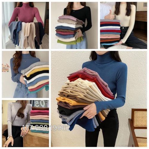 2024 live broadcast stall supply women‘s bottoming sweater autumn and winter new korean style women‘s sweater stretch sunken stripe tail goods