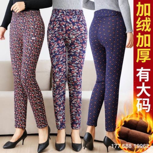 New Winter Middle-Aged and Elderly Fleece Cotton Pants Women‘s Clothing Mother‘s Clothing Old Lady‘s Pants Rural Market Stall Goods
