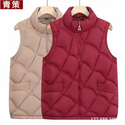 mom‘s autumn and winter clothing down cotton vest women‘s short western style waistcoat outerwear middle-aged and elderly cotton-padded jacket vest vest cardigan