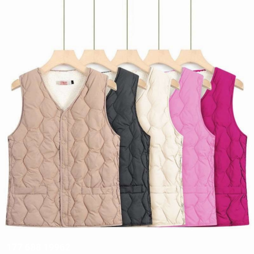 vest outer wear winter down cotton vest women‘s lambswool thickened new lightweight slim-fit short warm plus size