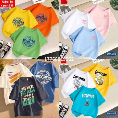 summer factory self-selling new children‘s short sleeve 1 yuan 2 yuan clothing running rivers and lakes stall supply wholesale children t-shirt