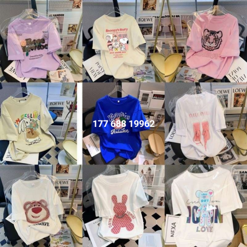 2024 new women‘s blouse short-sleeved t-shirt korean casual women‘s round-neck bottoming shirt stall supply wholesale
