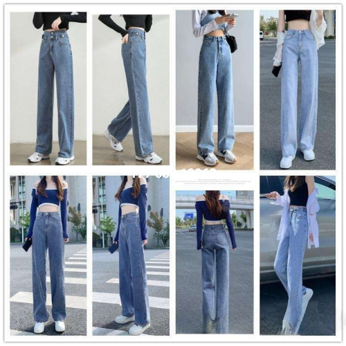 new all-match japanese and korean popular wide-leg jeans women‘s straight loose high waist slimming jeans live