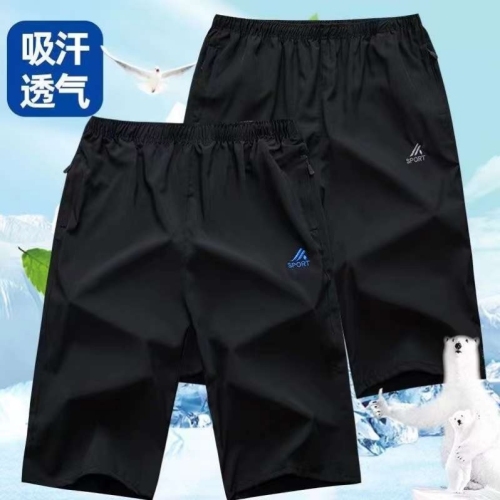 men‘s summer thin ice silk quick-drying casual pants elastic waist fitness running sports shorts 5 pants 7 pants