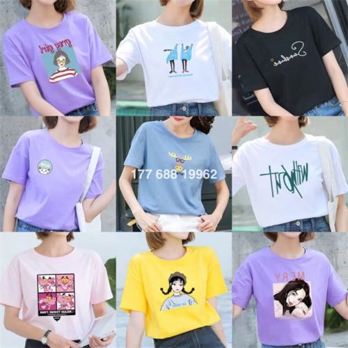 factory new summer women‘s white short-sleeved t-shirt wholesale tail goods net ladies 4 yuan 5 yuan clothing cheap t