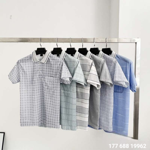 casual polo lapel men‘s t-shirt short sleeve middle-aged and elderly loose plus size stall rural supply wholesale