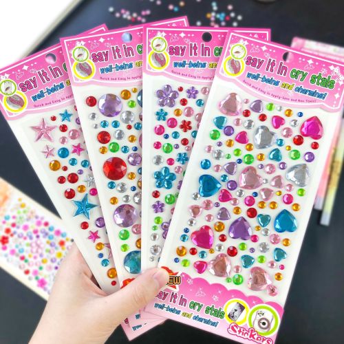 diamond stickers children‘s cartoon princess 3d love crystal gem stickers kindergarten reward small stickers