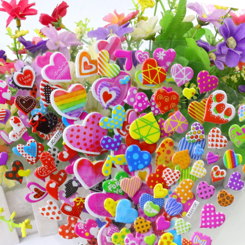 factory direct sales children‘s cartoon love three-dimensional bubble sticker children‘s stickers baby reward stickers small gifts