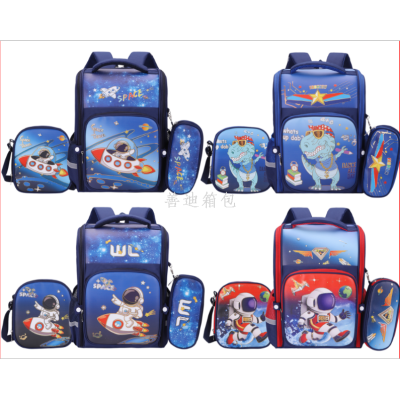 Primary School Student Schoolbag Male Grade 1-3-6 Cartoon Cute Schoolbag for Children One-Piece Open Backpack
