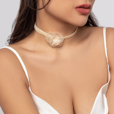 Ins Style Necklace, Camellia Necklace, Lace Flower Choker
