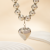 INS-style Necklace, Smooth Round Bead Heart Neck Chain, Niche Exaggerated Punk Style Neck Chain