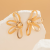 retro floral earrings for women, unique black cord earrings, niche hollow flower ear studs