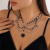 Beaded Alloy Unique Y2K Necklace Heart Imitation Pearl Glass Choker Accessory