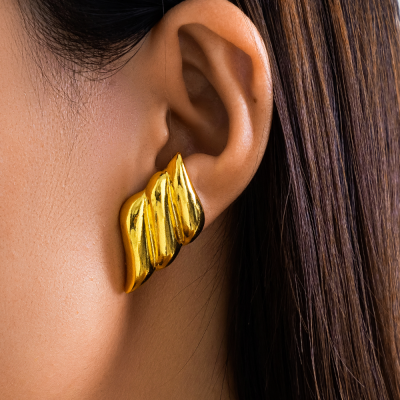 INS Style, Unique Personalized Earrings, Textured Alloy Ear Studs, Small and Niche Ear Jewelry for Women.