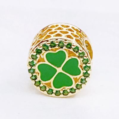 14K Copper-Plated Gold Dripping Enamel Hollow Flower Large Hole Spacer Bead Accessories Handmade DIY Simple Braid Rope Bracelet Material