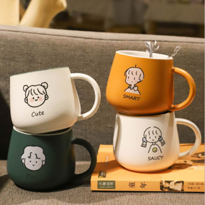 Creative Cartoon Ceramic Cup Couple Mug Home Breakfast Milk Cup Coffee Cup Student Water Cup Gift Cup