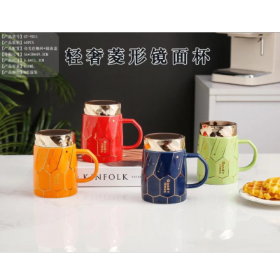 Creative Ceramic Mirror Cup with Lid Office Thermos Cup Home Large Capacity Mug Gift Gift Cup