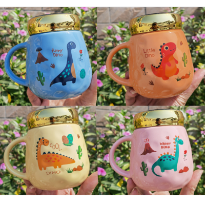 Creative Cartoon Dinosaur Mirror Ceramic Cup Office Couple's Cups Coffee Cup Mug Household Gift Cup