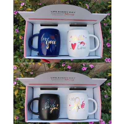 New Gift Box Couple's Cups Ceramic Cup Office Water Glass Household Mug Breakfast Milk Cup Valentine's Day Cup
