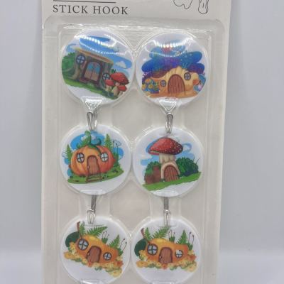 6Pc Hook Strong Adhesive Sticking Wall Joint Row Punch-Free Self-Adhesive Creative Cartoon Cute Seamless Sticky Hook