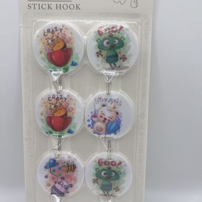 663-6 Hook Strong Adhesive Sticking Wall Joint Row Punch-Free Self-Adhesive Creative Cartoon Cute Seamless Sticky Hook