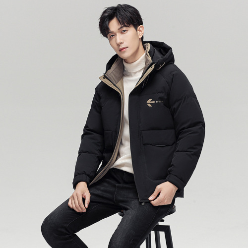 男士新款羽绒服2022冬季中青年时尚连帽短款工装白鸭绒保暖外套男