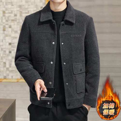 雪尼尔短款外套男秋冬季加厚韩版潮流金貂绒男装夹克呢子上衣男款