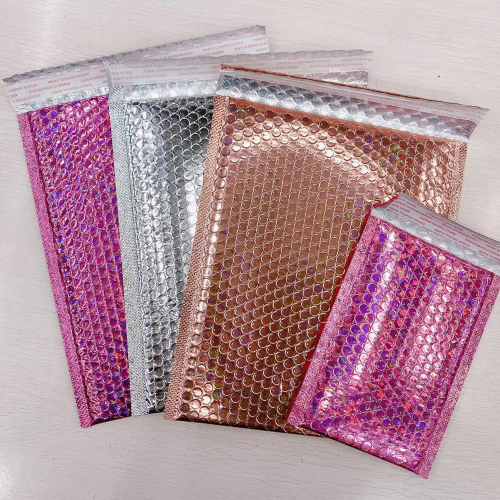 waterproof shockproof rose gold bubble bag thickened express metal aluminum foil packaging bag color aluminized film bubble bag