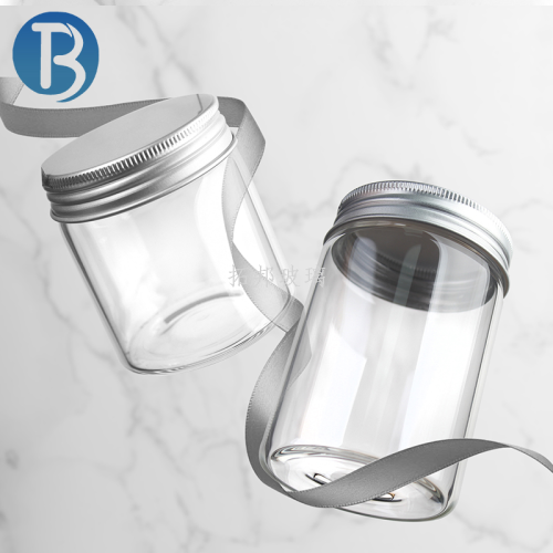 spot goods 55mm diameter transparent screw mouth silver aluminum cover borosilicate test tube packaging sealed storage jar glass bottle