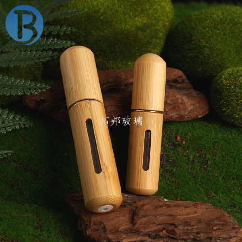 creative 5ml bamboo perfume direct charging bottles 8ml bamboo shell bottom filling press self-pump spray travel bottle