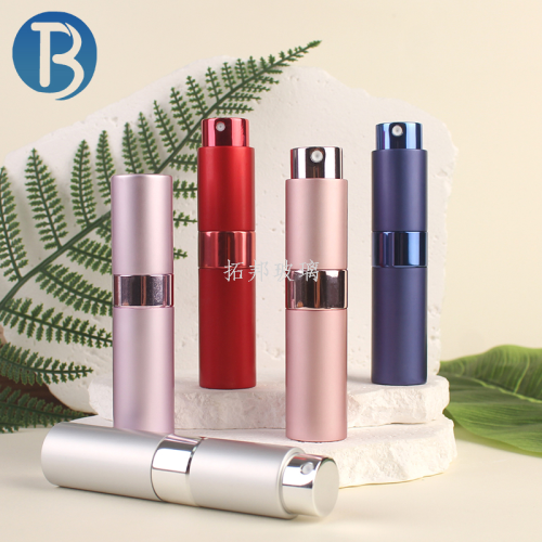 8ml rotating perfume sub-bottles portable two-section travel press electrochemical aluminum case oral spray gss bottle