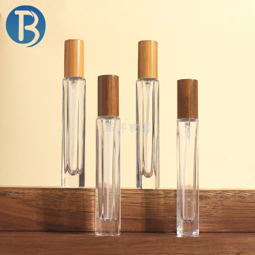 in sto 10ml perfume sample storage bottle wood grain bamboo grain cover hexagonal press type transparent gss spray bottle