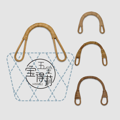 Diy Woven Bag Portable Accessories Bamboo Rattan Handle Handmade Cloth Bag Bamboo Handle Bamboo Ring Bamboo Handle