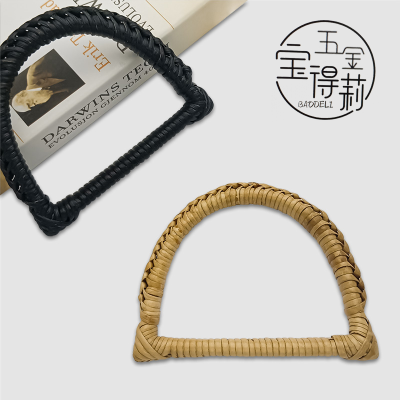 DIY Woven Bag Portable Accessories Bamboo Rattan Handle Handmade Cloth Bag Bamboo Handle Bamboo Ring Bamboo Handle