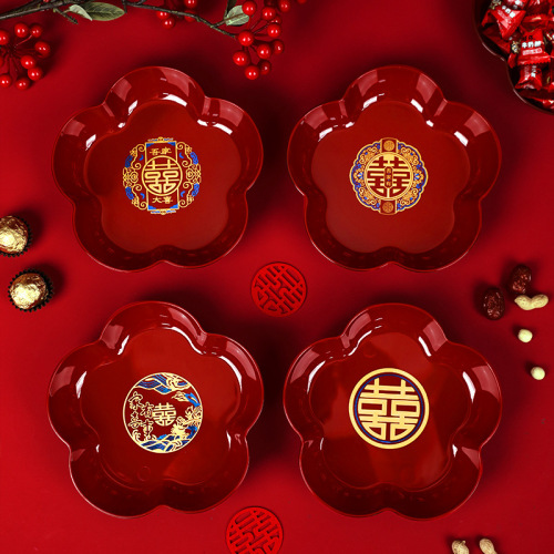 wedding chinese character xi fruit plate engagement all products 2024 new wedding red tray wedding party candy plate dried fruit tray