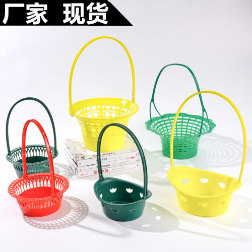 清明节花篮 厂家批发清明节祭祀扫墓手提塑料花盆花篮