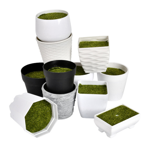 创意假花仿真花植物盆子盆栽花器带泡沫清明插花塑料花盆厂家批发