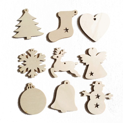 跨境家居装饰用品木质圣诞节挂件节日装饰雕刻木片圣诞树厂家直销
