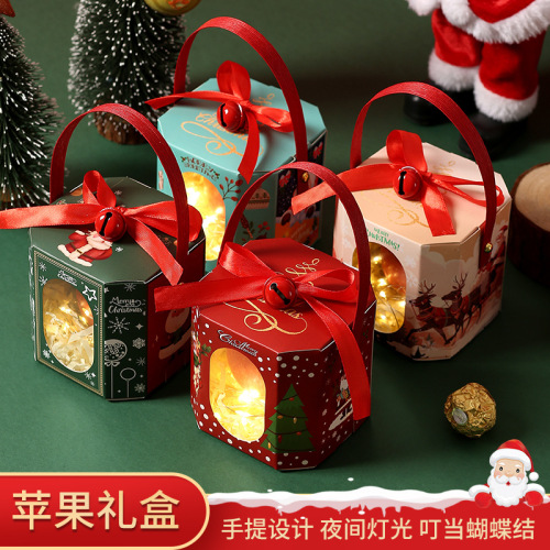 圣诞节新款圣诞节平安夜装饰装苹果零食礼品包装盒苹果盒现货批发