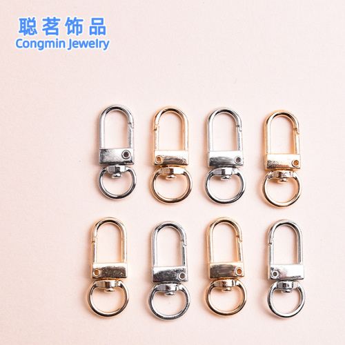 zinc alloy rotating door latch keychain accessory diy accessories gold silver 32mm universal bag hanging buckle wholesale