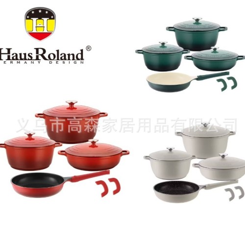 HausRoland 珐琅铸铝锅汤锅炖锅家用炖煮锅锅煲汤锅不粘涂层加厚
