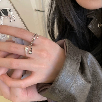 Geometric Open Ring Female Special-Interest Design Cold Style Advanced Affordable Luxury Fashion Personality Ins Trendy Cool Index Finger Ring